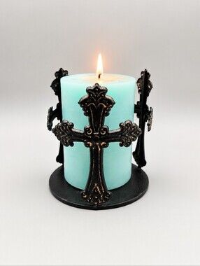 Candle Holder with 3 Crosses